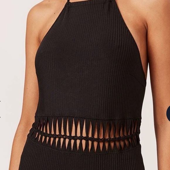 Solid & Striped Ada Slinky Rib Black Cut out one piece bathing suit NWT L - Picture 2 of 5